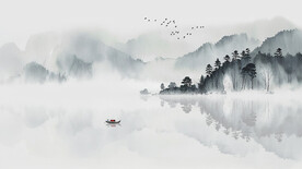 新中式背景墙壁画