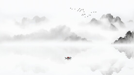 新中式山水画意境水墨