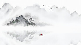 新中式山水画背景墙