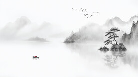 新中式水墨画山水画