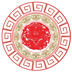 国风国潮古龙万事如意回字纹图印