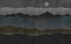 远山风景复古灰色电视背景墙