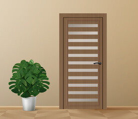 玻璃横条木门模型