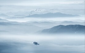 新中式水墨山水背景墙