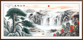 黄山迎客松国画