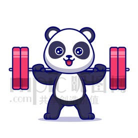 可爱卡通举重的大熊猫
