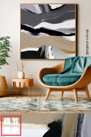 现代简约抽象肌理手绘油画装饰画