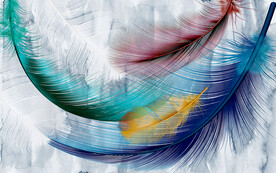 简约轻奢彩色羽毛电视沙发背景墙