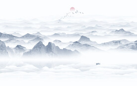 中式水墨山水背景