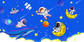 蓝色卡通星空宇航员背景