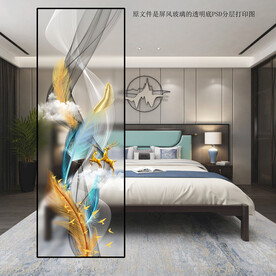 高清分层透明底屏风玻璃打印图