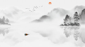 简约山水画意境山水画