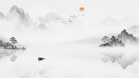 中国风山水水墨画