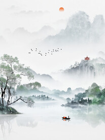 禅境意境山水画