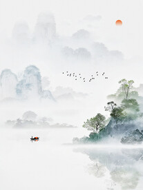 新中式风景画山水画