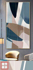 现代手绘几何抽象肌理线条玄关画