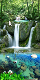 流水生财山水风景画玄关