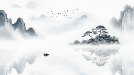 新中式山水画意境水墨