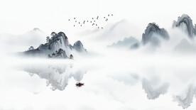 新中式意境水墨山水画