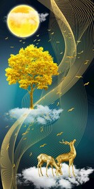 麋鹿发财树玄关