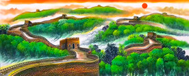 绿水青山长城山水画