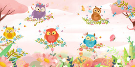 卡通小鸟背景墙