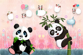 卡通熊猫背景墙