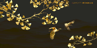 金色银杏电视背景墙