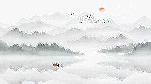 水墨山水电视背景