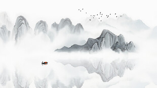 国画意境山水风景