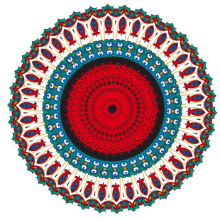 欧式波斯红圆形地毯