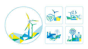 国家电网电力插画线描图