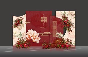 红色古典婚礼婚庆效果图