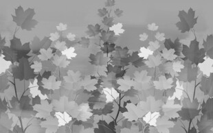 灰色植物叶子客厅背景墙