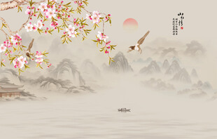 新中式花鸟画背景墙