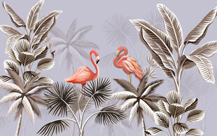 北欧热带雨林火烈鸟背景墙