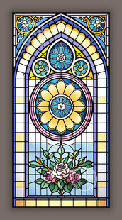 蒂凡尼教堂染色玻璃玫瑰窗图案
