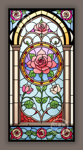 蒂凡尼教堂彩晶玻璃玫瑰窗图案