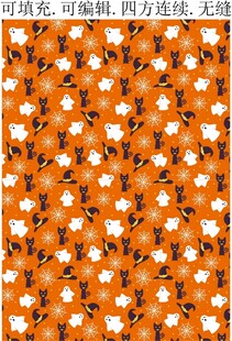 万圣节图案 卡通猫咪 幽灵