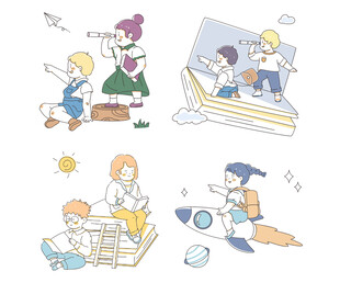 矢量卡通儿童学习元素