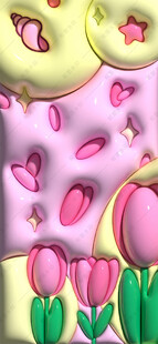 立体郁金香手机壁纸膨胀风