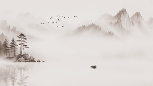 水墨山水国画素材背景