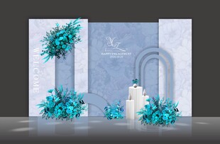 蓝色婚礼雾霾蓝浅蓝婚礼效果图