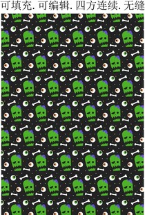 卡通万圣节图案 绿巨人 鬼脸 