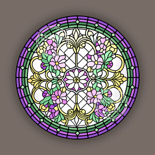 教堂蒂凡尼彩晶圆形艺术玻璃图案