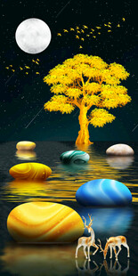 晶瓷发财树玄关