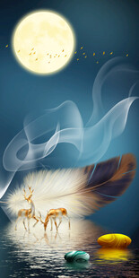 晶瓷羽毛麋鹿玄关