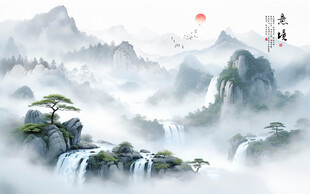 新中式意境水墨山水挂画