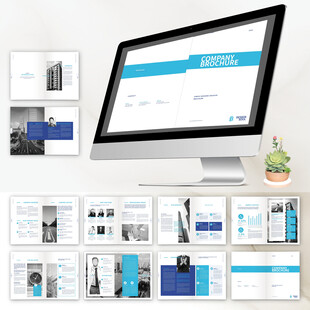 蓝色创意画册ID设计模板