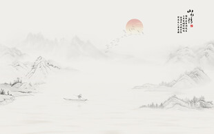 新中式屏风山水情背景墙